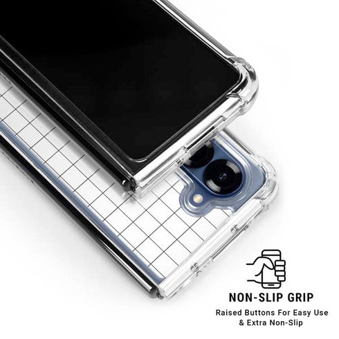 White Grid Galaxy Z Fold6 Clear Case